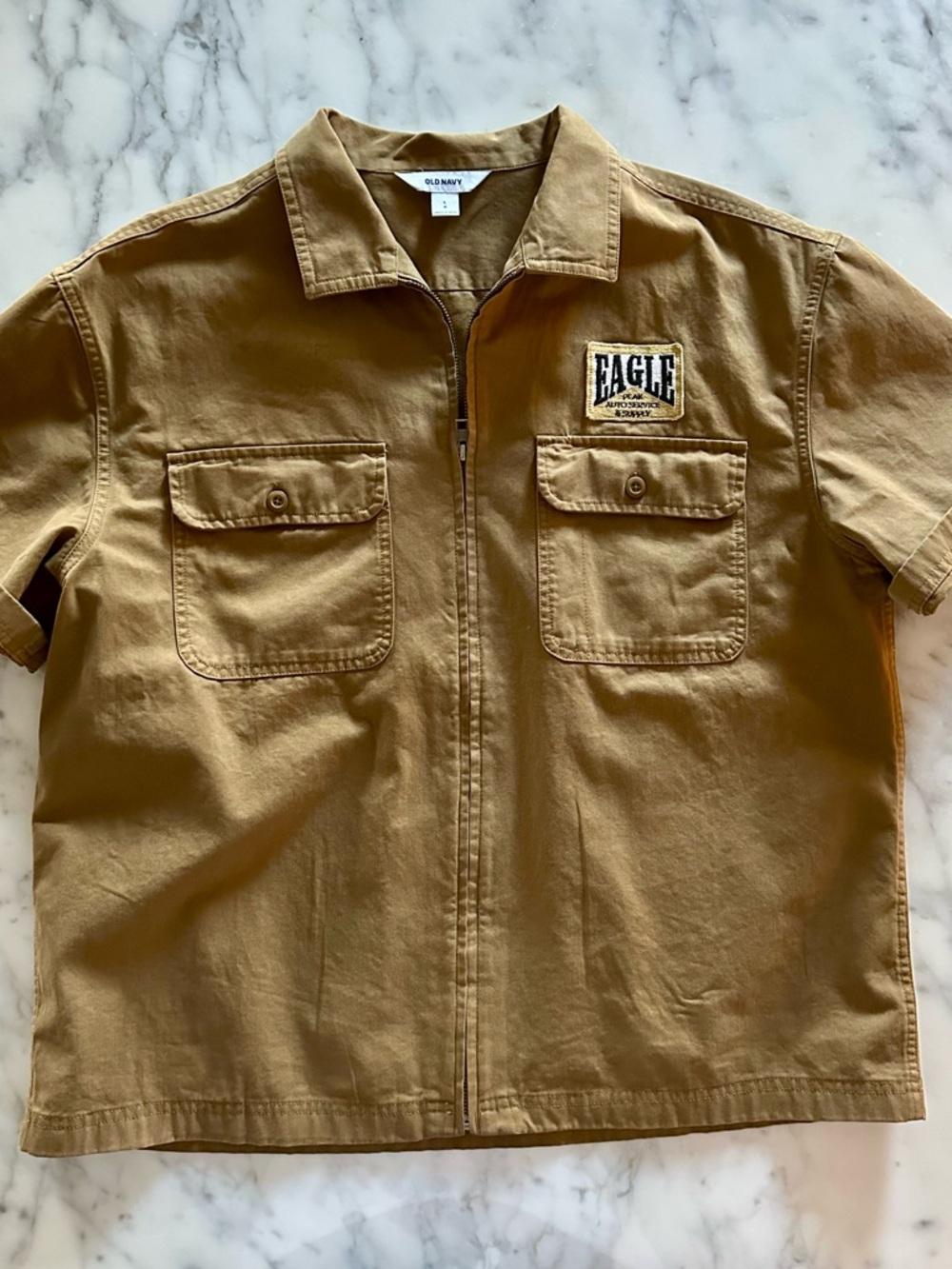 Old Navy Men's Short-Sleeve Zip-Front Shirt Jacket - Tan Brown